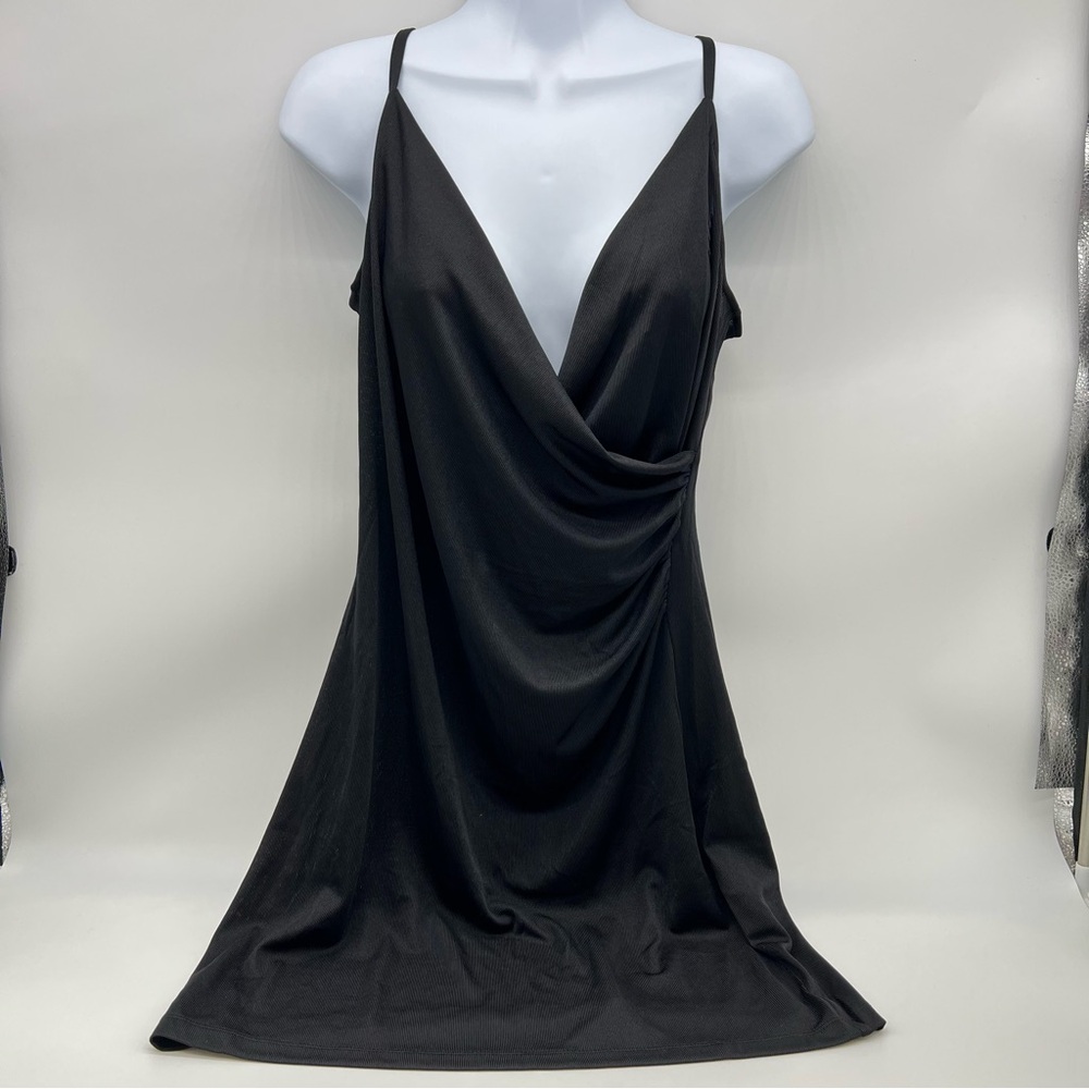 H&M Black Draped Strappy Deep V Slip Dress Top-Size S